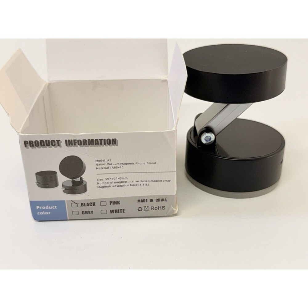 A2 Vacuum Magnetic Phone Stand Black Suction Cup Folding Car Desk Mount w/ Box